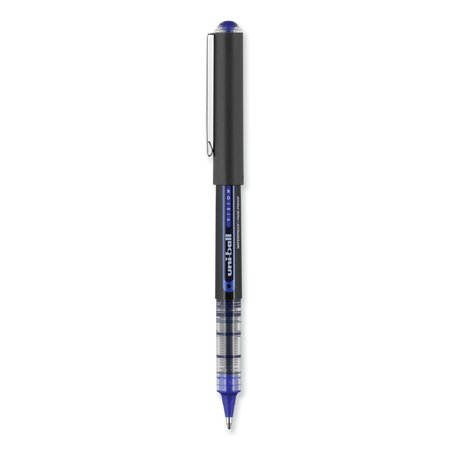Uni-Ball VISION Roller Ball Pen, Bold 1 mm, Blue Ink, Black/Blue Barrel, PK12 70129